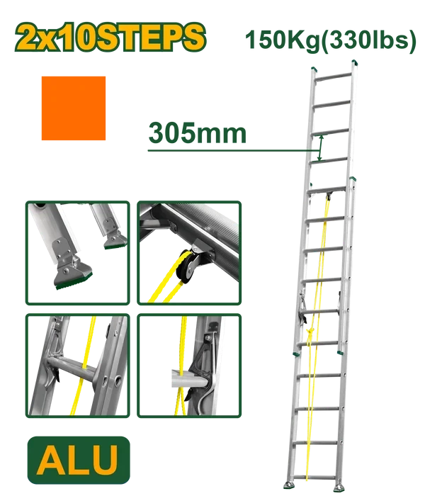 Jadever 5m Telescopic Retractable Ladder JDLD8H20 – Two-Layer Folding Extension Ladder, Multi-Purpose Home Ladder - Jadifer