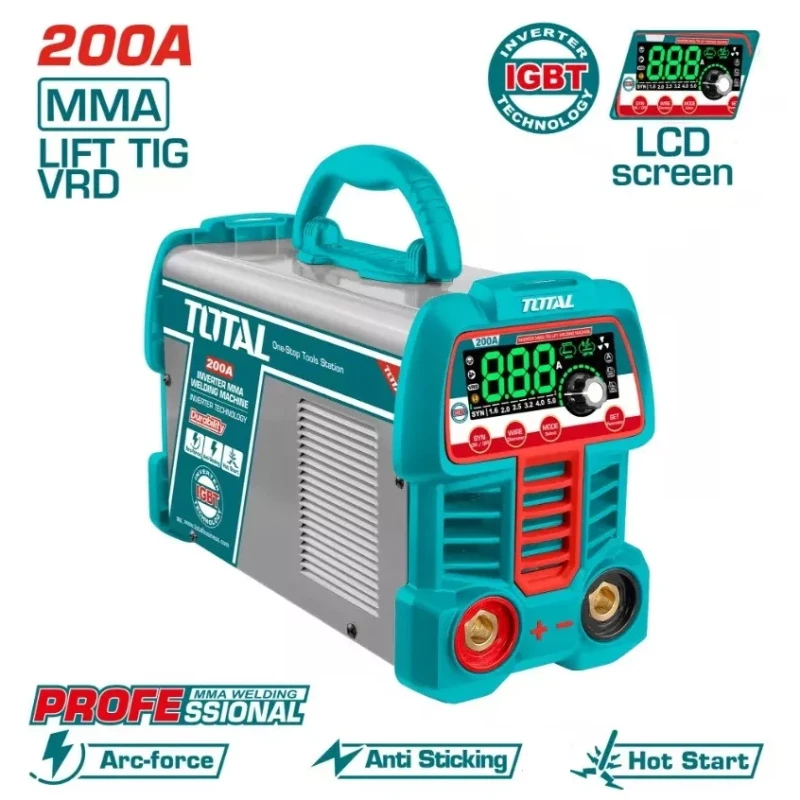 TOTAL TW2200691 200A MMA/TIG Lift Inverter Welding Machine with LCD Screen and VRD Function - Total
