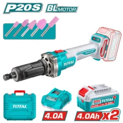 TOTAL 20V Brushless Cordless Die Grinder Kit with 2x 4.0Ah Batteries and Charger TDGLI20012