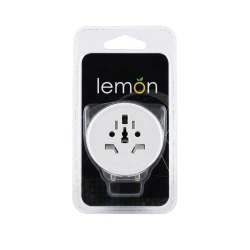 أدابتر كهرباء ليمون Universal 10A 250V 2P – محول وقابس كهربائي أبيض Item No. 501087، Heavy Duty Full Safety CE | كفالة عامين