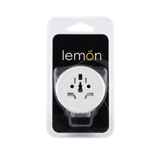أدابتر كهرباء ليمون Universal 10A 250V 2P – محول وقابس كهربائي أبيض Item No. 501087، Heavy Duty Full Safety CE | كفالة عامين أدابتر كهرباء ليمون Universal 10A 250V 2P – محول وقابس كهربائي أبيض Item No. 501087، Heavy Duty Full Safety CE | كفالة عامين
