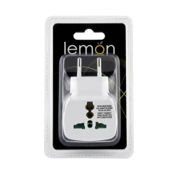 أدابتر كهرباء ليمون يونيفرسال 2P 10A 250V – محول قابس كهربائي أبيض Item No. 501070، Heavy Duty Full Safety CE | كفالة عامين