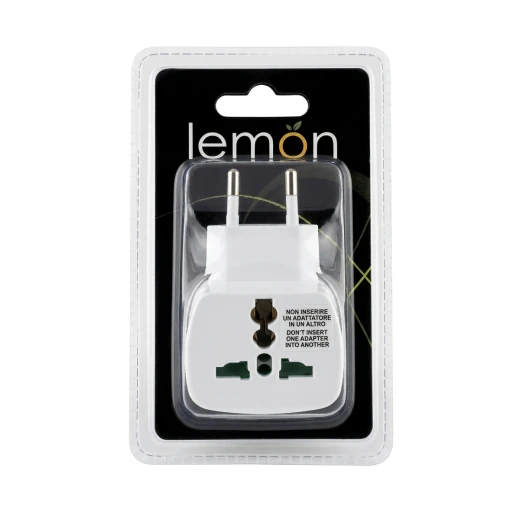 أدابتر كهرباء ليمون يونيفرسال 2P 10A 250V – محول قابس كهربائي أبيض Item No. 501070، Heavy Duty Full Safety CE | كفالة عامين أدابتر كهرباء ليمون يونيفرسال 2P 10A 250V – محول قابس كهربائي أبيض Item No. 501070، Heavy Duty Full Safety CE | كفالة عامين