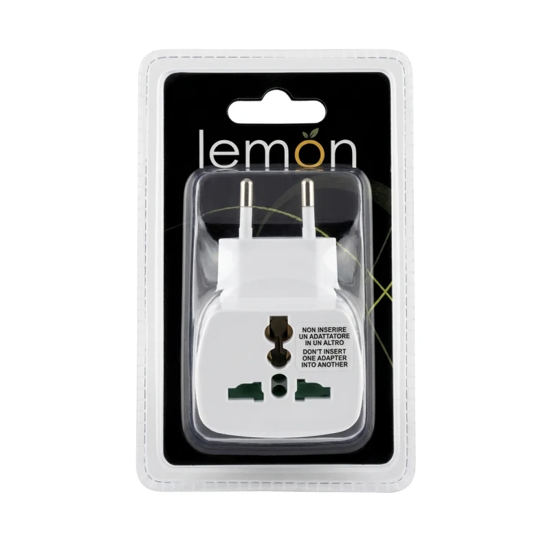 أدابتر كهرباء ليمون يونيفرسال 2P 10A 250V – محول قابس كهربائي أبيض Item No. 501070، Heavy Duty Full Safety CE | كفالة عامين - ليمون