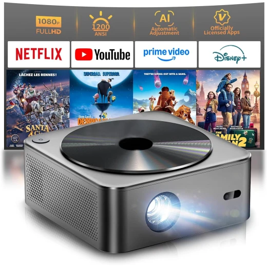 بروجكتور OicGlye T70 A Smart Projector – جهاز عرض ذكي محمول للمنزل والأفلام والفيديو والألعاب والترفيه