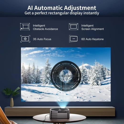 بروجكتور OicGlye T70 A Smart Projector – جهاز عرض ذكي محمول للمنزل والأفلام والفيديو والألعاب والترفيه - أويك جلي - Image 3