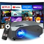 بروجكتور سينما خارجي ذكي بدقة 4K مع واي فاي 6 وبلوتوث 5.3، محمول، متوافق مع نتفليكس، برايم فيديو، يوتيوب، HDMI، USB، iOS، Android - سمارت