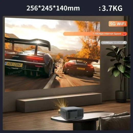 بروجكتور ذكي أندرويد 12، واي فاي، بلوتوث، نيتف 1080p فل إتش دي، 32 جيجا روم، سماعة 10 واط - عام - Image 3