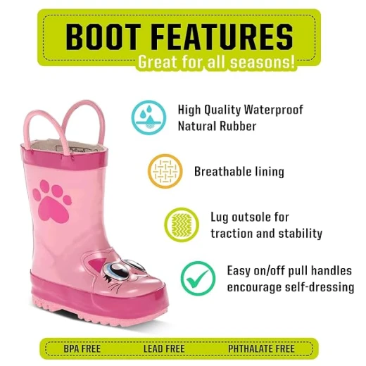 Western Chief Kids Pink Kitty Waterproof Rain Boot in Pink, Size 10 M US Toddler - Western Chief - Image 2