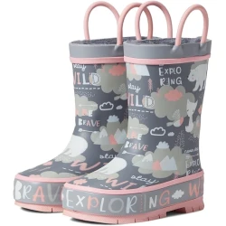 Western Chief Girl's Explore Waterproof Rain Boot in Gray, Size 9 Toddler M