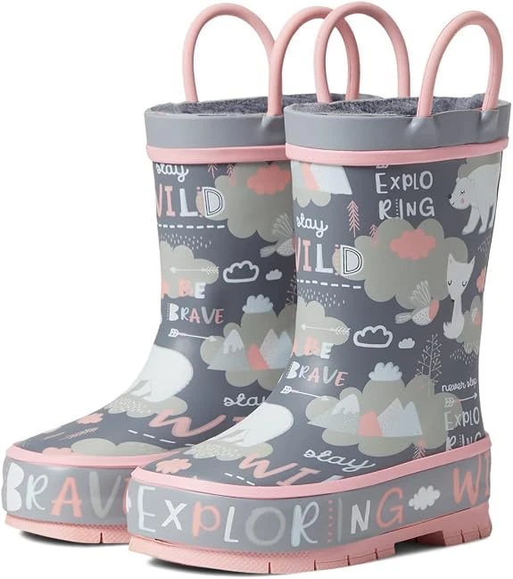 Western Chief Girl's Explore Waterproof Rain Boot in Gray, Size 9 Toddler M - Western Chief