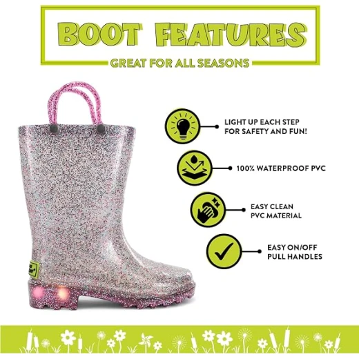 Western Chief Unisex-Child Dino Lighted Waterproof PVC Rain Boot - Multi-Color, Size 24 EU - Western Chief - Image 2