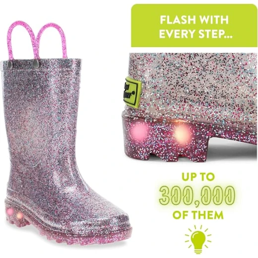 Western Chief Unisex-Child Dino Lighted Waterproof PVC Rain Boot - Multi-Color, Size 24 EU - Western Chief - Image 3