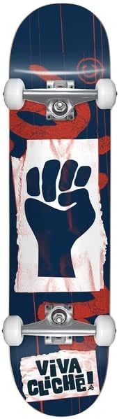 Viva Cliche Complete Skateboard Blue Red 7.75 x 31.19 Inch – Pre-assembled maple wood deck ready to ride right out of the box for all skaters - Cliche