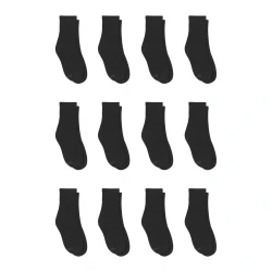 Hanes Boys' Crew Socks Pack Black Small 12-Pack