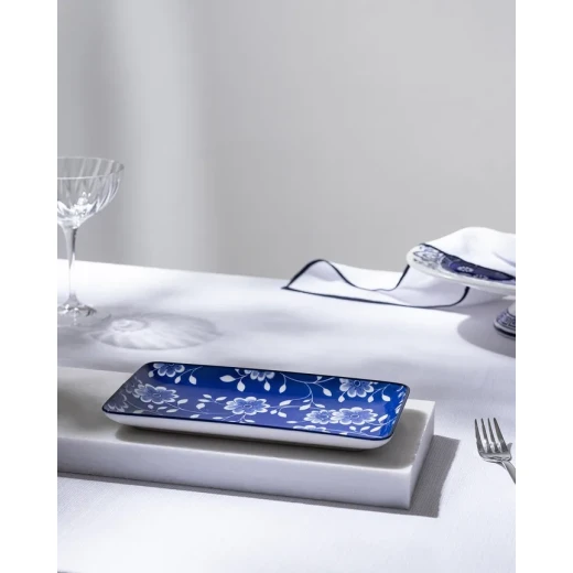 Madame COCO Reve Bleu Vista Rectangular Porcelain Plate 22.5×12.2×2.2cm – Elegant Serving Plate for Food, Desserts & Appetizers, Ideal for Everyday Dining and Table Setting - Madame COCO - Image 9