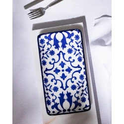 Madame COCO Reve Bleu Ellis Rectangular Porcelain Plate 22.5×12.2×2.2cm – Elegant Serving Plate for Food, Desserts & Appetizers, Ideal for Everyday Dining & Table Setting