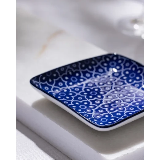 Madame COCO Reve Bleu Mais Square Porcelain Plate 12.2×3.2cm – Elegant Serving Plate for Appetizers, Desserts & Snacks, Ideal for Everyday Dining and Table Setting - Madame COCO - Image 4