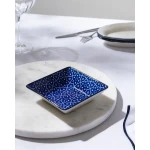 Madame COCO Reve Bleu Mais Square Porcelain Plate 12.2×3.2cm – Elegant Serving Plate for Appetizers, Desserts & Snacks, Ideal for Everyday Dining & Table Setting - Madame COCO