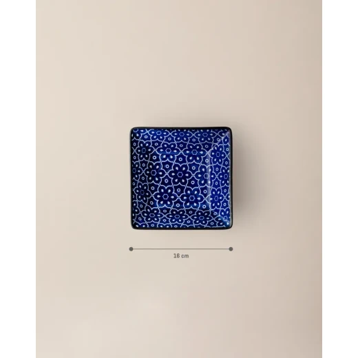 Madame COCO Reve Bleu Mais Square Porcelain Plate 12.2×3.2cm – Elegant Serving Plate for Appetizers, Desserts & Snacks, Ideal for Everyday Dining & Table Setting - Madame COCO - Image 3
