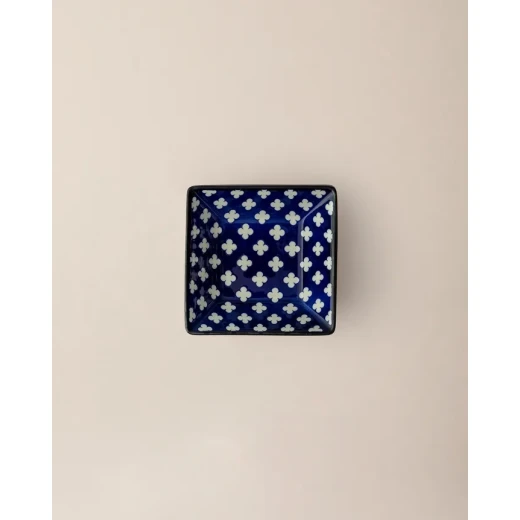 Madame COCO Reve Bleu Raye Square Porcelain Plate 12.2×3.2cm – Elegant Serving Plate for Appetizers, Desserts & Snacks, Ideal for Everyday Dining & Table Setting - Madame COCO - Image 3