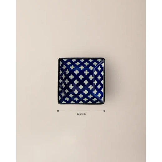 Madame COCO Reve Bleu Raye Square Porcelain Plate 12.2×3.2cm – Elegant Serving Plate for Appetizers, Desserts & Snacks, Ideal for Everyday Dining & Table Setting - Madame COCO - Image 4