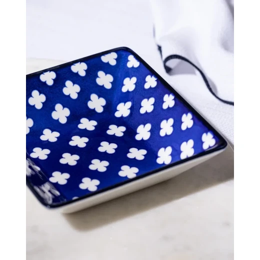 Madame COCO Reve Bleu Raye Square Porcelain Plate 12.2×3.2cm – Elegant Serving Plate for Appetizers, Desserts & Snacks, Ideal for Everyday Dining & Table Setting - Madame COCO - Image 5