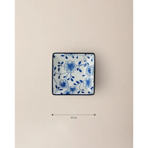 Madame COCO Reve Bleu Seren Square Porcelain Plate 12.2×3.2cm – Elegant Serving Plate for Appetizers, Desserts & Snacks, Ideal for Everyday Dining & Table Setting - Madame COCO - Image 2