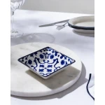 Madame COCO Reve Bleu Ellis Square Porcelain Plate 12.2×3.2cm – Elegant Serving Plate for Appetizers, Desserts & Snacks, Ideal for Everyday Dining & Table Setting - Madame COCO