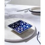 Madame COCO Reve Bleu Verve Square Porcelain Plate 12.2×3.2cm – Elegant Serving Plate for Appetizers, Desserts & Snacks, Ideal for Everyday Dining & Table Setting - Madame COCO