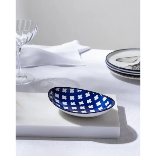 Madame COCO Reve Bleu Raye Oval Porcelain Plate 15.2×10×2.7cm – Elegant Serving Plate for Appetizers, Desserts & Snacks, Ideal for Everyday Dining & Table Setting - Madame COCO - Image 7