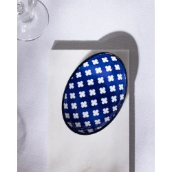 Madame COCO Reve Bleu Raye Oval Porcelain Plate 15.2×10×2.7cm – Elegant Serving Plate for Appetizers, Desserts & Snacks, Ideal for Everyday Dining & Table Setting