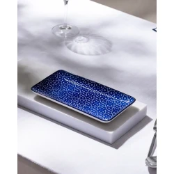 Madame COCO Reve Bleu Mais Rectangular Porcelain Plate 22.5×12.2×2.2cm – Elegant Serving Plate for Food, Desserts & Appetizers, Ideal for Everyday Dining & Table Setting