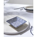 Madame COCO Reve Bleu Lucida Square Porcelain Plate 12.2×3.2cm – Elegant Serving Plate for Appetizers, Desserts & Snacks, Ideal for Everyday Dining & Table Setting - Madame COCO