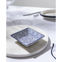 Madame COCO Reve Bleu Lucida Square Porcelain Plate 12.2×3.2cm – Elegant Serving Plate for Appetizers, Desserts & Snacks, Ideal for Everyday Dining & Table Setting