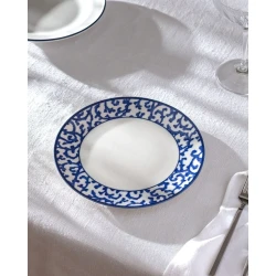 Madame COCO Reve Bleu Bliss Porcelain Pasta Plate 19cm Blue & White – Deep Serving Plate for Pasta, Noodles & Various Meals, Ideal for Everyday Dining and Table Setting