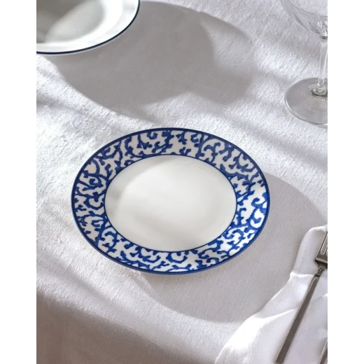 Madame COCO Reve Bleu Bliss Porcelain Pasta Plate 19cm Blue & White – Deep Serving Plate for Pasta, Noodles & Various Meals, Ideal for Everyday Dining and Table Setting