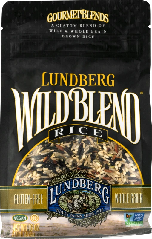Lundberg Farms Wild Blend Rice 1 lb Colorful Mix of Brown Black & Wild Rice Full-Bodied Flavor & Unique Texture Ideal Side for Hearty Meals - Lundberg Farms