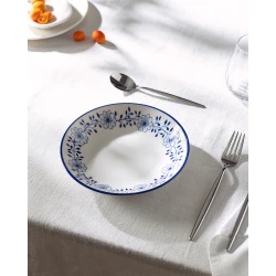 Madame Coco Reve Bleu Floral Dinner Plate 20cm – Elegant Porcelain Plate with Floral Design for Main Courses, Salads & Appetizers, Ideal for Everyday Dining with Carrier Bag