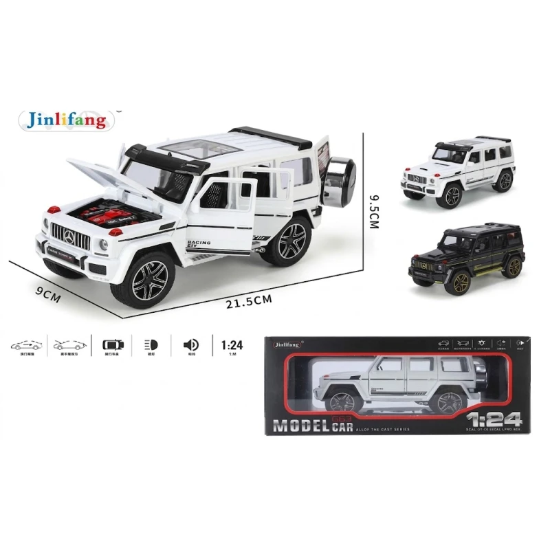 مرسيدس بنز AMG G63 نموذج سيارة 1:24 مع صوت وإضاءة أسود