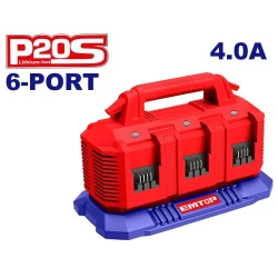 شاحن بطاريات سريع إيمتوب EFCR2064 بقدرة 20 فولت و4 أمبير لشحن حتى 6 بطاريات P20S بالتتابع لأدوات إيمتوب اللاسلكية