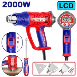 فرد حراري كهربائي إيمتوب EHGN20056 بقوة 2000 واط مع شاشة LCD وضبط للحرارة وتدفق الهواء مع ملحقات وكشاطة