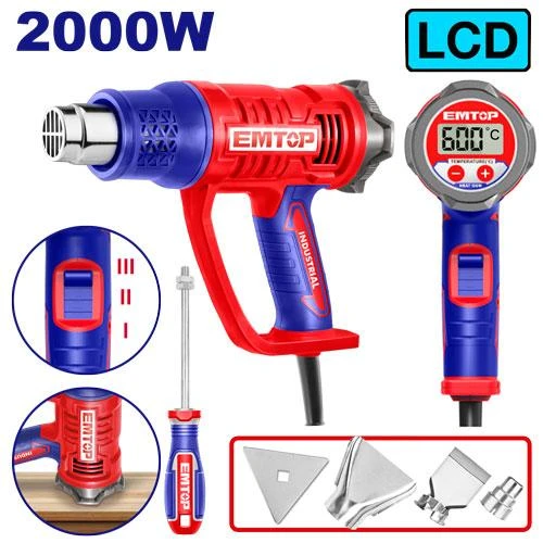 فرد حراري كهربائي إيمتوب EHGN20056 بقوة 2000 واط مع شاشة LCD وضبط للحرارة وتدفق الهواء مع ملحقات وكشاطة - إيمتوب