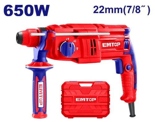 مثقاب دريل روتاري هيلتي إيمتوب ERHRL651 بقوة 650 واط وطاقة طرق 1.7 جول مع ظُرف SDS Plus و3 ريش وإزميلين وحقيبة BMC مثقاب دريل روتاري هيلتي إيمتوب ERHRL651 بقوة 650 واط وطاقة طرق 1.7 جول مع ظُرف SDS Plus و3 ريش وإزميلين وحقيبة BMC
