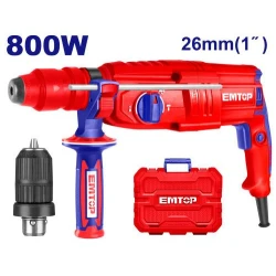 مثقاب دريل روتاري هيلتي إيمتوب ERHRL802 بقوة 800 واط وطاقة طرق 2.5 جول مع نظام ظُرف SDS Plus وريش حفر وإزميل للبناء