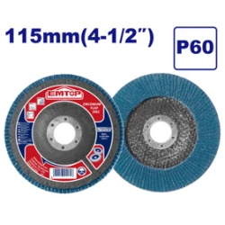 قرص تجليخ ورخام زركونيوم إيمتوب EMTOP EFDS1157 مقاس 115 ملم خشونة P60E للصنفرة والتنعيم وتجليخ المعادن والحديد أداة عالية الأداء للمحترفين
