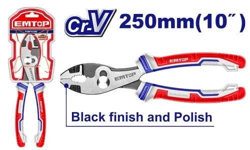 EMTOP 10 Inch 250mm Pliers EPLRJ1021 Durable Black Finish And Polish High Grip Hand Tool Ideal For General Repairs DIY And Professional Workshop Use EMTOP 10 Inch 250mm Pliers EPLRJ1021 Durable Black Finish And Polish High Grip Hand Tool Ideal For General Repairs DIY And Professional Workshop Use