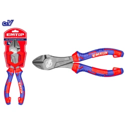 EMTOP 7 Inch 180mm Diagonal Cutting Pliers EPLRHD0721 Cr V Steel Teflon Coated 30 Percent Energy Saving Ergonomic 3 Color TPR Handle Heavy Duty Tool