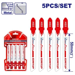 EMTOP EJSBT118B 5 Piece Metal Jigsaw Blade Set HSS 12 TPI 76mm 2.5-6mm