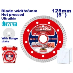 EMTOP 125mm x 22 2mm Ultrathin Diamond Disc EDDCH31251 For Ceramic Tile Marble Brick 0 8mm Base Fast Precise Cuts Professional Cutting Saw Accessory